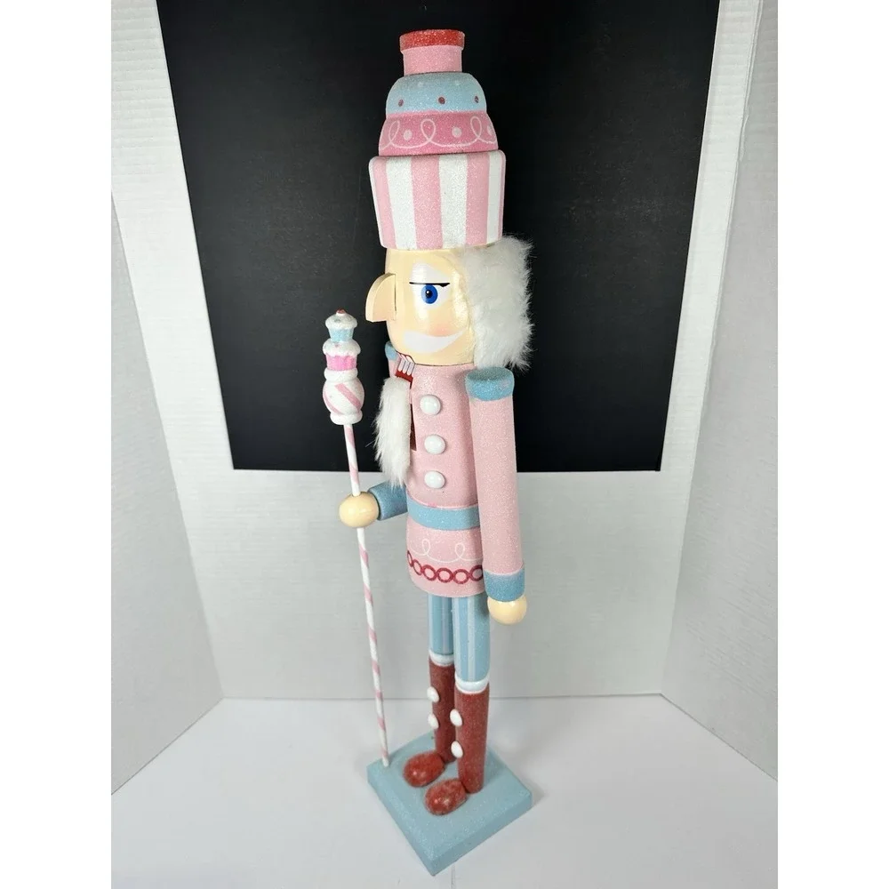 Pastel Candy Nutcracker 24 in Pink Blue Glitter Christmas Decor Sweet Shoppe